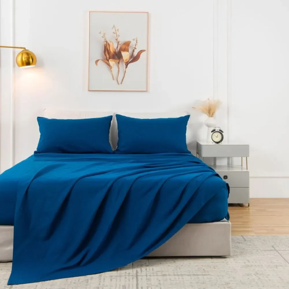 Alpine Swiss Deep Teal Blue Bed Sheet Set